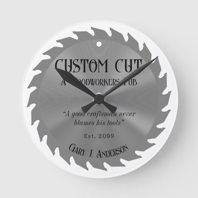 Holzarbeiter Carpenter Säge Blade PubWall Uhr (Vorderseite)