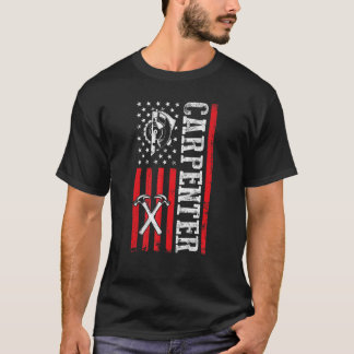 Holzarbeiter Lumberjack US Flag American Carpenter T-Shirt