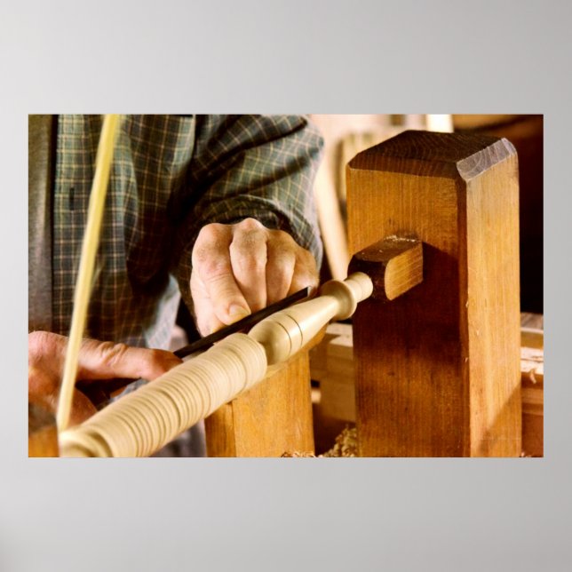 Holzarbeiter - Spindelformung Poster (Vorne)
