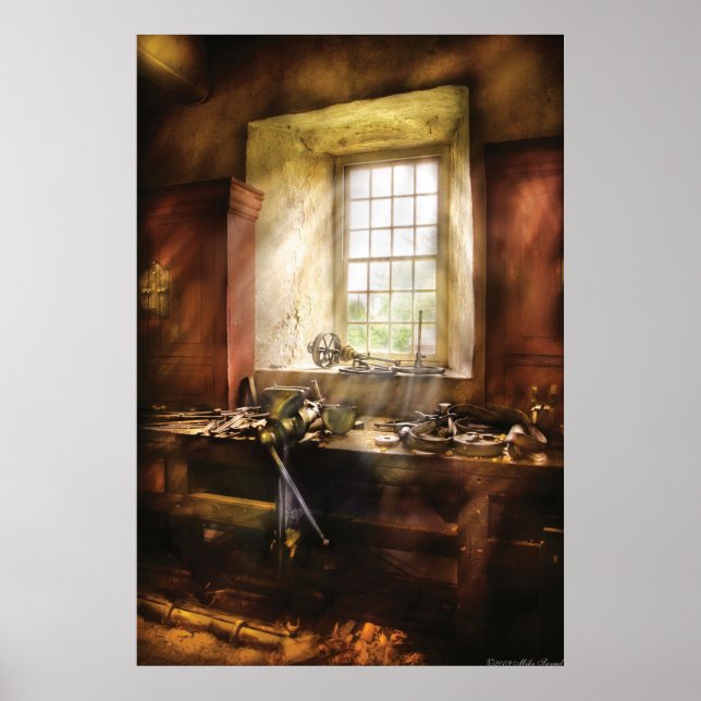 Holzarbeiter - Viele alte Werkzeuge Poster (Vorne)