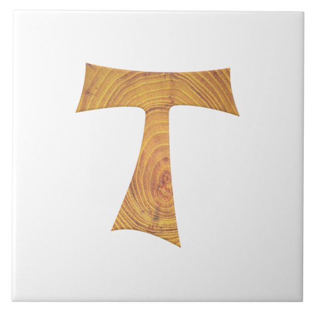 Holzaussehen Franciscan Tau Cross Fliese (Vorderseite)