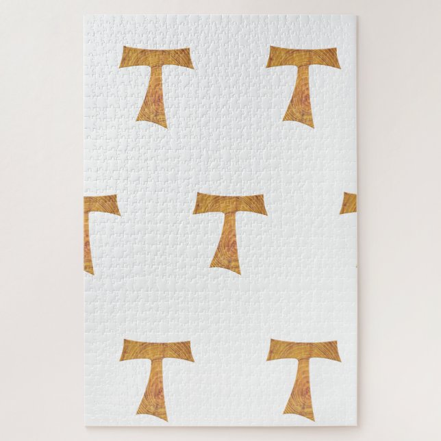 Holzaussehen Franciscan Tau Cross Puzzle (Vertikal)