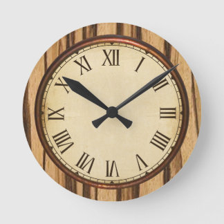 Holzaussehen und Vintage Vorderwand Runde Wanduhr