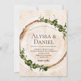 Holzbaum Bark Green Blätter Botanische Hochzeit Einladung