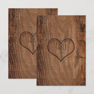 Holzbaum geschnitztes Herz rustikale Hochzeit Tisc Einladung