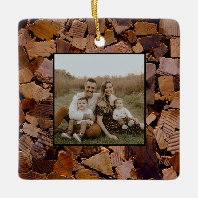 Holzbaumholz rustikales Holzbaumholzmuster Keramikornament (Vorderseite)