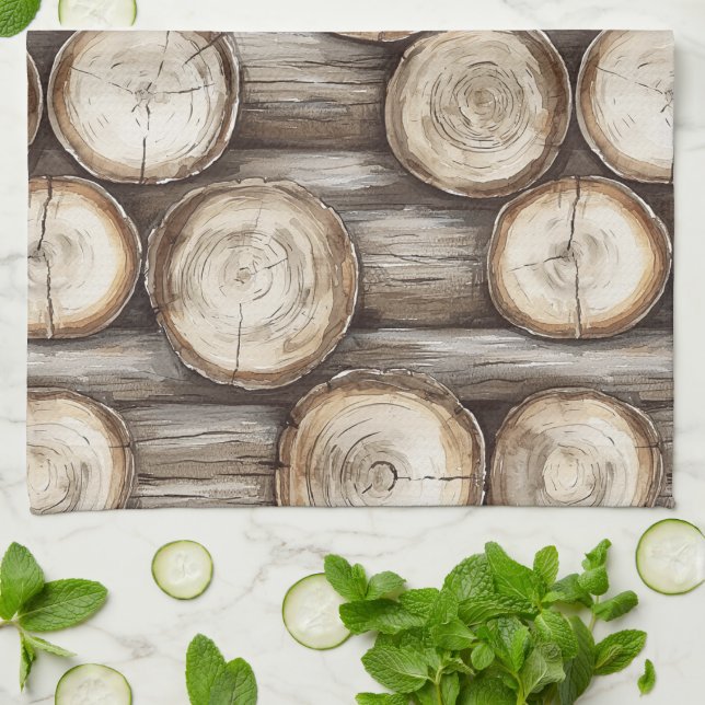 Holzbaumhütte Weihnachten Geschirrtuch (Gefaltet)