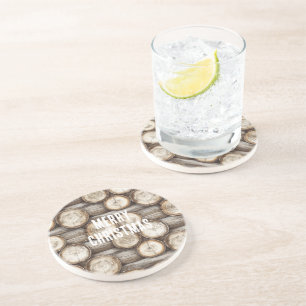 Holzbaumhütte Weihnachten Getränkeuntersetzer