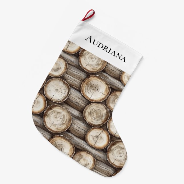 Holzbaumhütte Weihnachten Großer Weihnachtsstrumpf (Vorderansicht (hängend))
