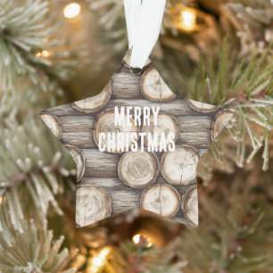 Holzbaumhütte Weihnachten Ornament