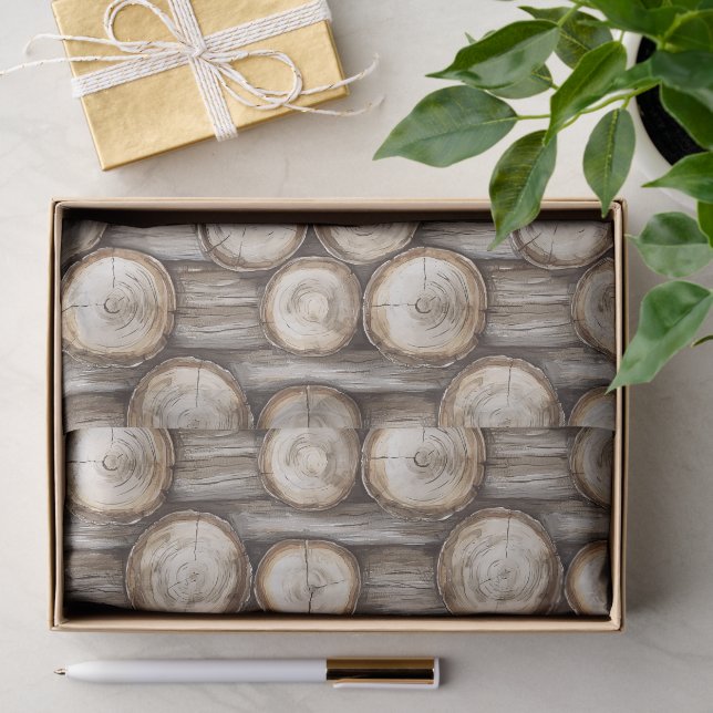 Holzbaumhütte Weihnachten Seidenpapier (Geschenk)