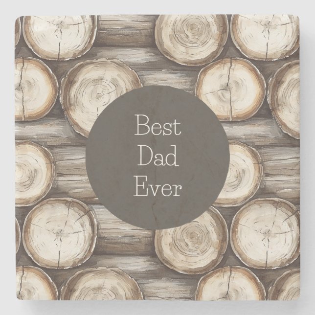 Holzbaumkabine Geburtstag Steinuntersetzer (Vorderseite)