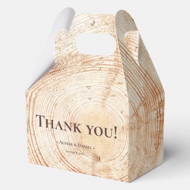 Holzbaumrinde Ringe Texture Custom Rustic Wedding Geschenkschachtel (Vorderseite)