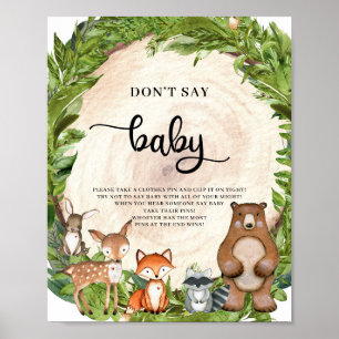 Holzbaumtiere sagen nicht "Babyspiel" Poster