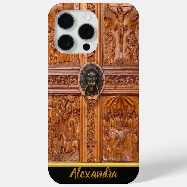 Holzbaumtür mit Löwenknopf Case-Mate iPhone Hülle (Rückseite)