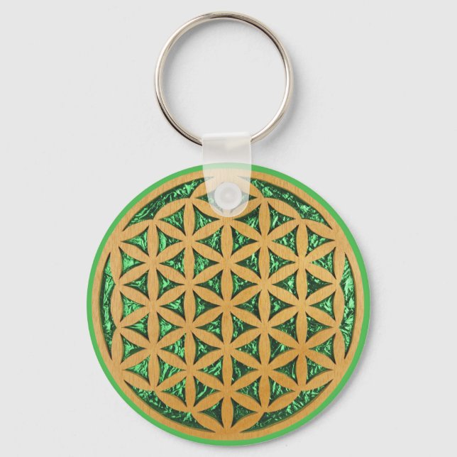 Holzbearbeitung der Blume des Lebens Schlüsselanhänger (Vorderseite)