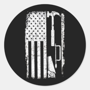 Holzbearbeitungsmaschine der amerikanischen Flagge Runder Aufkleber