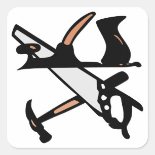 Holzbearbeitungswerkzeuge Quadratischer Aufkleber