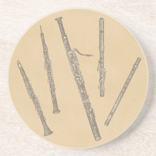 Holzblasinstrumente alte Liniendarstellungen Untersetzer