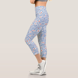 Holzblock-Blumenmuster Capri Leggings