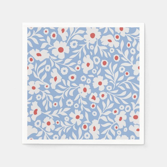 Holzblock-Blumenmuster Serviette (Vorderseite)
