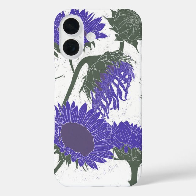 Holzblock Drucksonnenblume lila Case-Mate iPhone Hülle (Rückseite)