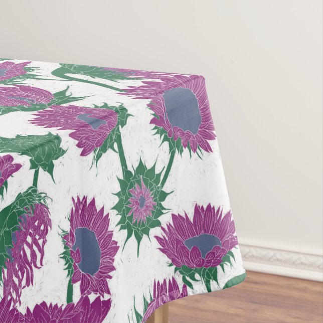 Holzblock Print Sunflower pink Tischdecke (Beispiel)