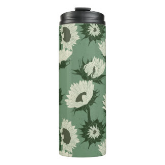 Holzblock Print Sunflower weiß Thermosbecher