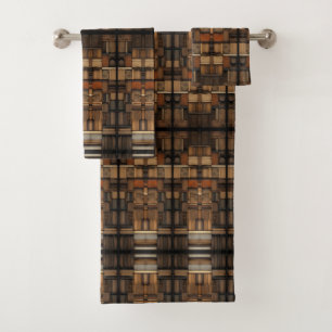 Holzblock-Typografie und Kunstkollektion 8 Badhandtuch Set