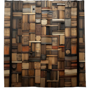Holzblock-Typografie und Kunstkollektion Duschvorhang