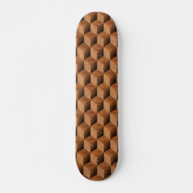 Holzblockmuster - Retro Skateboard (Vorne)