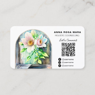 *~* Holzblumen im Landhausstil LOGO AP49 QR Visitenkarte
