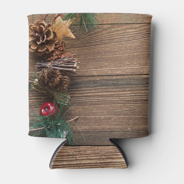 Holzboden mit Kiefernzapfen Dosenkühler (Vorderseite)