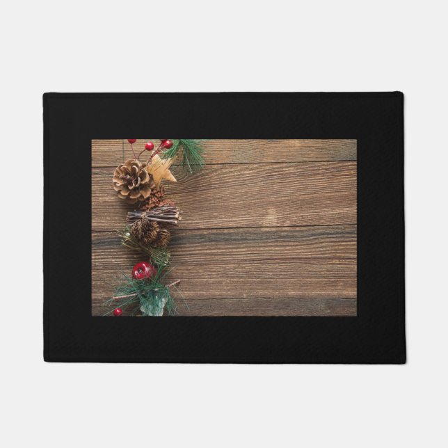 Holzboden mit Kiefernzapfen Fußmatte (Vorderseite)