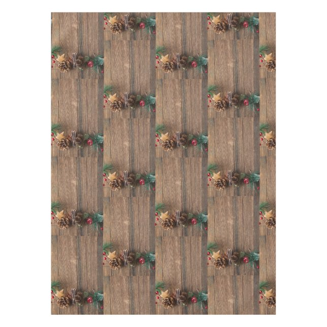 Holzboden mit Kiefernzapfen Tischdecke (Vorderseite)