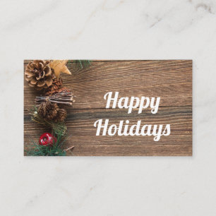 Holzboden mit Kiefernzapfen Visitenkarte