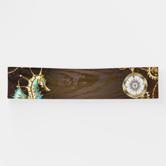 Holzboden mit mechanischem Seepferd Banner (Horizontal)