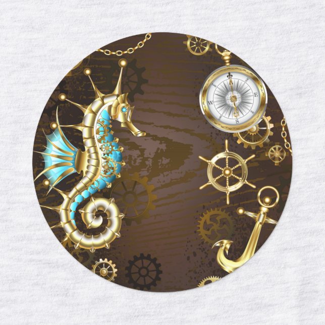 Holzboden mit mechanischem Seepferd Etiketten (Design 1)