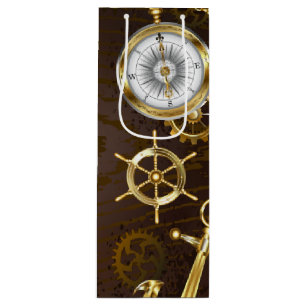 Holzboden mit mechanischem Seepferd Geschenktüte Für Weinflaschen