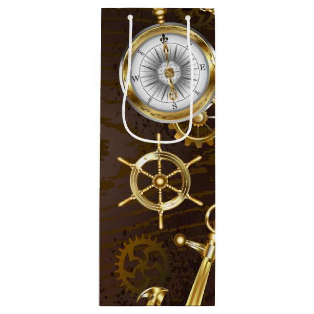 Holzboden mit mechanischem Seepferd Geschenktüte Für Weinflaschen (Vorderseite)