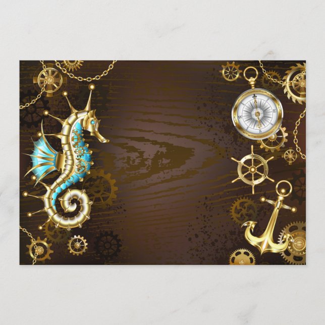 Holzboden mit mechanischem Seepferd Hinweiskarte (Vorderseite)