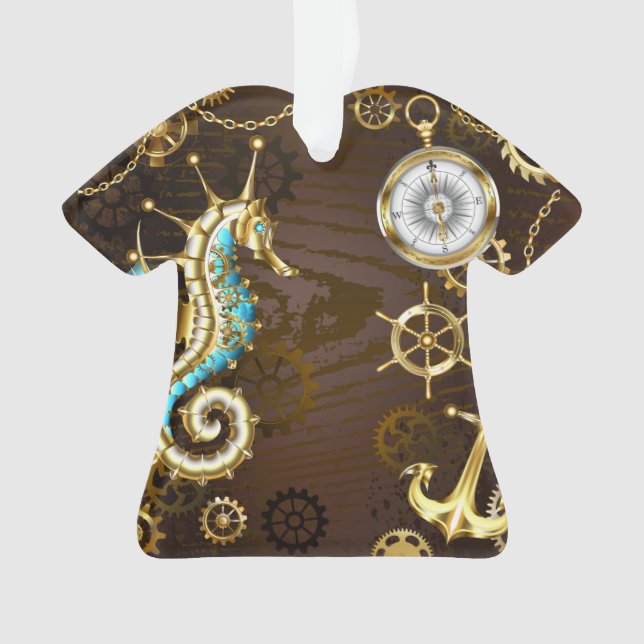 Holzboden mit mechanischem Seepferd Ornament (Vorderseite)