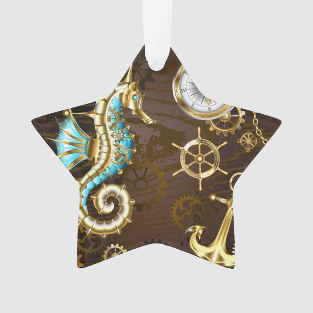 Holzboden mit mechanischem Seepferd Ornament (Vorderseite)