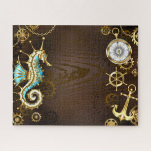 Holzboden mit mechanischem Seepferd Puzzle