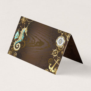 Holzboden mit mechanischem Seepferd Visitenkarten