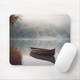 Holzboot am Friedlichen See Mousepad