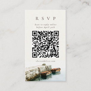Holzboot Amalfi-Küste QR-Code-RSVP-Karte Begleitkarte