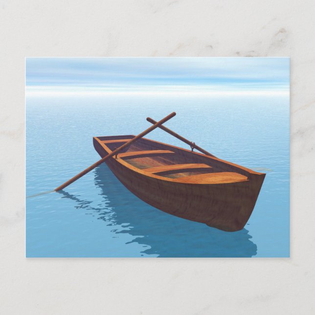 Holzboot auf dem Wasser Postkarte (Vorderseite)