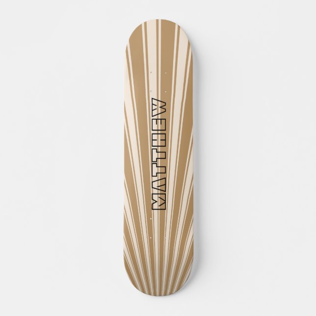Holzbraun Farbstreifen Funky Muster Skateboard (Vorne)