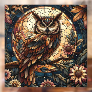 Holzbraunes Owl Glasfenster Fensteraufkleber
